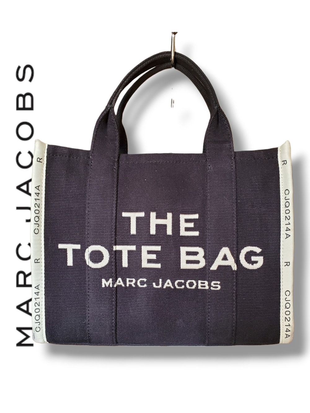 Marc Jacobs Unisex The Jacquard Medium Tote Bag Black & Cream - Picture 5 of 17